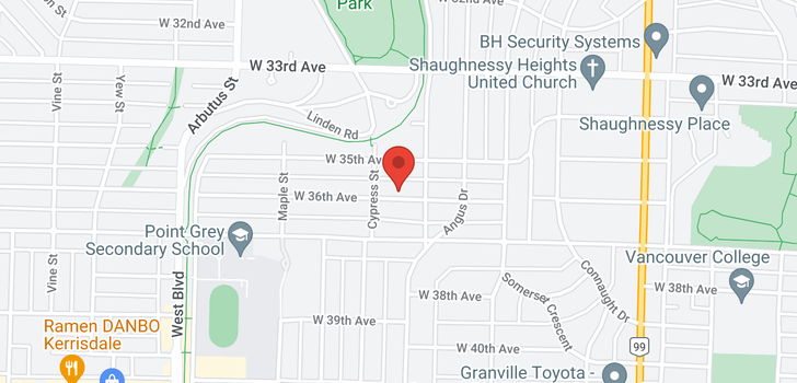 map of 1845 W 36TH AVENUE